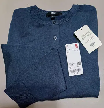 유니클로 UNIQLO WOMEN 메리노 크루넥 가디건 BLUE