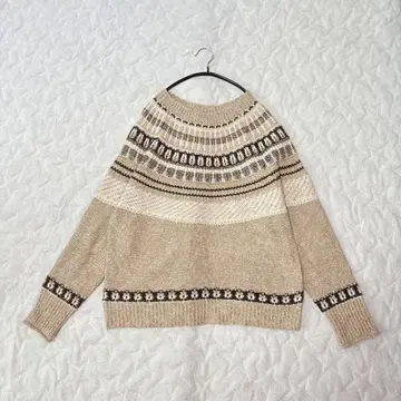 [Samansa Mos2] 노르딕 무늬 니트(F) / 내추럴 상의