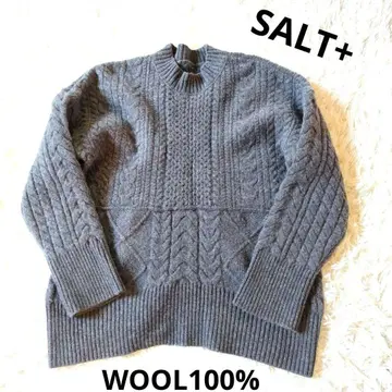 [ 새상품급 ] SALT+ 케이블 니트 울 100% 차콜 그레이 38