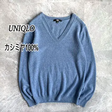 여성용 유니클로 캐시미어 100% V넥 스웨터 긴팔 니트