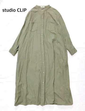 [새상품급] 스튜디오 클립 밴드 카라 셔츠 원피스 긴팔 빅