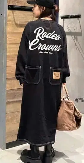 가을/겨울 신상 래글런 컬러 스티치 원피스 블랙 FREE 6050엔