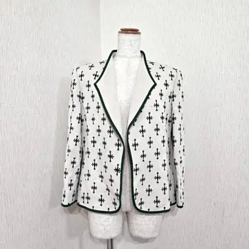 준 아시다 레이온 린넨 버튼리스 자켓 올 패턴 (9) 베이지 x 그린