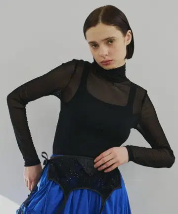 PERNA 하이넥 바디수트 블랙