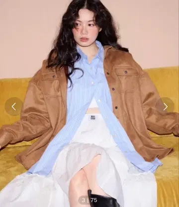 MARY QUANT PUBLUX 페이크 스웨이드 빅 셔츠