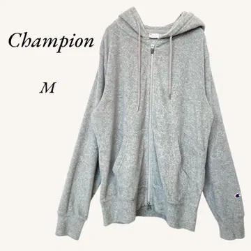 챔피온 집업 후드티 파일 원단 그레이 더블 지퍼 M