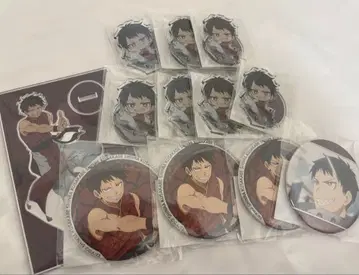 불꽃 소방대 신라 쿠사카베 제비뽑기당 아크릴 스탠드 캔뱃지 세트