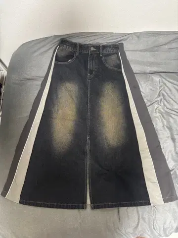 후즈후 갤러리 나일론 절개 데님 스커트