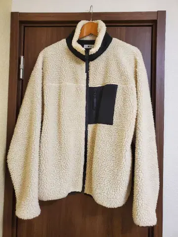 플리스 자켓 크림색 집업