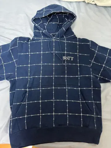 BOTT 체크 무늬 후드 부착 후드티