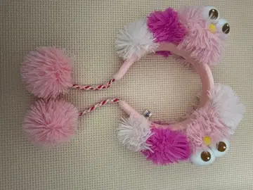 폼폼 포함 머리띠 ( 핑크 보라색 )