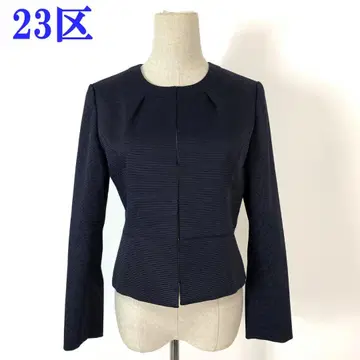 23구 긴팔 노카라 자켓 네이비 컬러 네이비 폴리에스테르 40 C4831