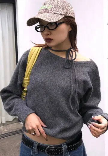 리본 스트링 니트 hoop