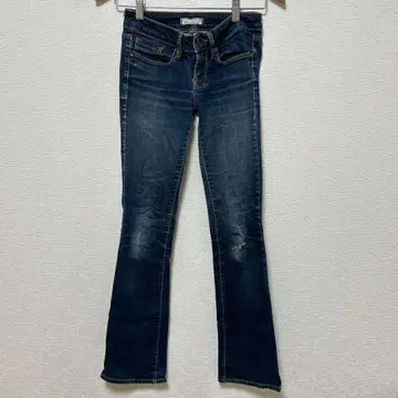 한 점뿐인 BULLHEAD 다크 블루 데님 플레어 팬츠 데미지 데님