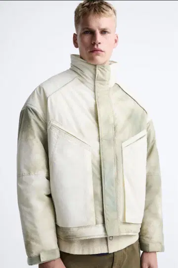 [ 새상품급 ] ZARA 퍼프 자켓 타이다이 퀼팅 충전솜 블루종