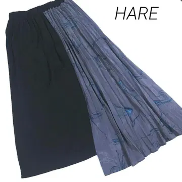 HARE 플리츠 롱 스커트 비대칭 허리밴딩