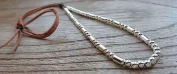 새상품*실버925 파이프 비즈 목걸이 고로즈 커스텀 등에 가죽 끈