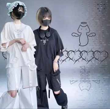 누타. 콜라보 무릎 트임 카고 팬츠 블랙 M 시마무라