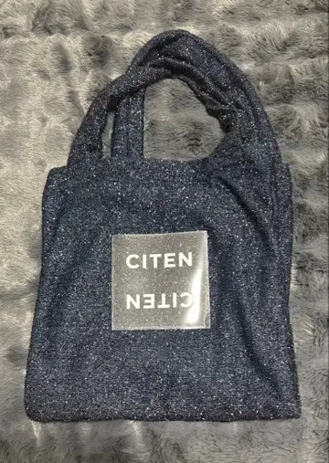 citen 키라키라 클리어 로고 토트백 네이비 라메