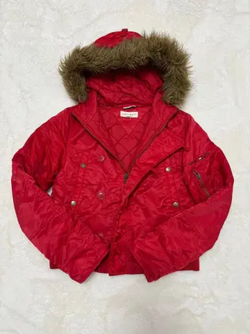 타미힐피거 걸 빨간색 후드 부착 다운 자켓