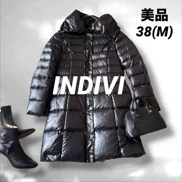 INDIVI 숄카라 볼륨카라 다운 코트 블랙 M