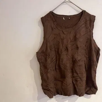 슬리브리스 니트 심플 브라운 무지 베스트