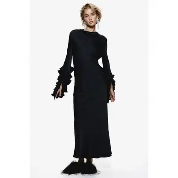 프릴 슬리브 새틴 드레스 h&m edition 2024