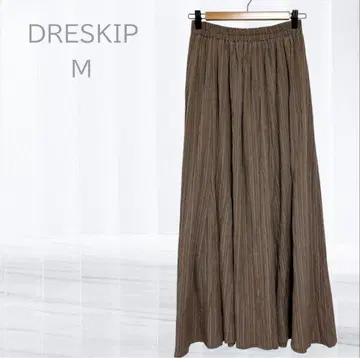 드레스키프 플리츠 롱 스커트 플레어 M 브라운