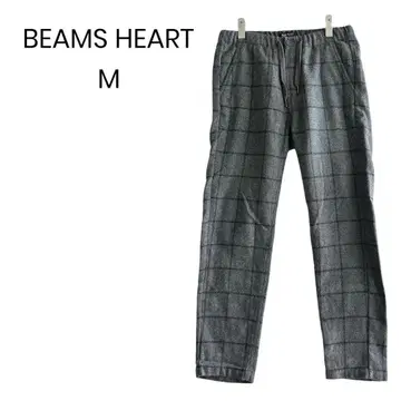 [ BEAMSHEART ] 이지 팬츠 체크 그레이 M 깔끔한 1325