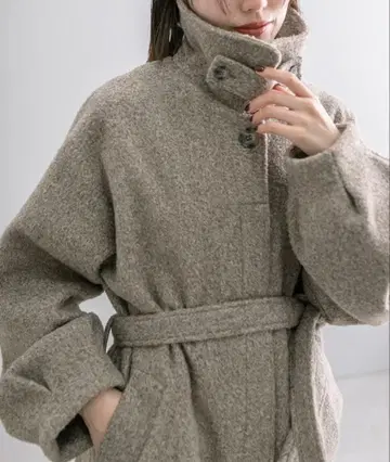 mystic 스탠 칼라 롱 코트