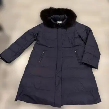 이에나 퍼 네이비 롱 다운 코트