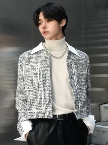 alude 트위드 자켓 트위드 숏 한국 남성용 자켓