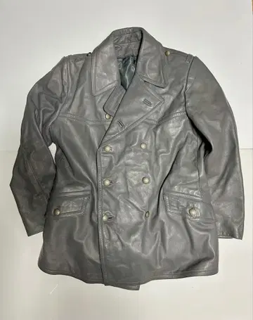 독일 연방군 더블 브레스트 그레이 컬러 가죽 코트