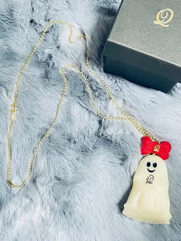 레어 Q-pot 유령 고스트 시트 참 목걸이 큐팟