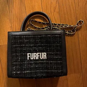 FURFUR 트위드 로고 토트백 블랙