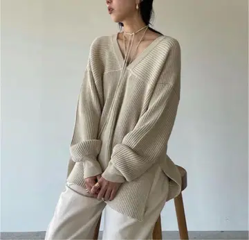 CLANE MIX COLOR STRING WIDE KNIT TOPS