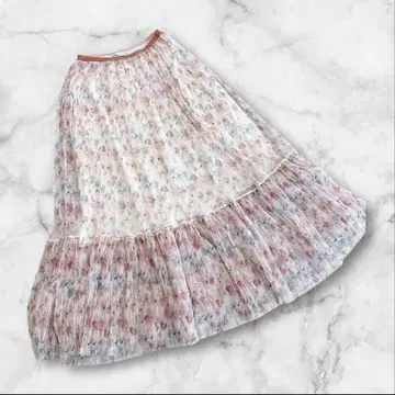 ZARA 자라 맥시 길이 롱 스커트 M 사이즈 허리밴딩 쉬폰 꽃무늬