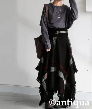 완판템 antiqua 체크 무늬 2WAY 판초 스커트