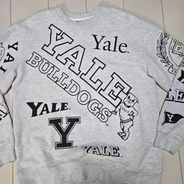 YALE 대학 맨투맨 올 패턴 로고 불독 칼리지 그레이