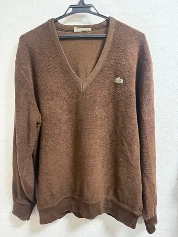 70s Lacoste 브라운 V넥 니트