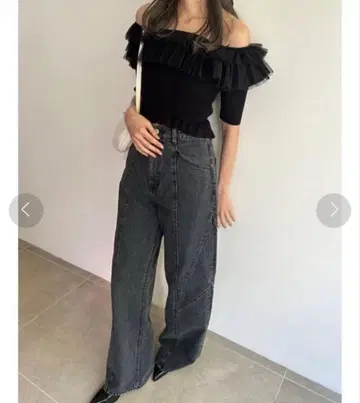 코쿤 디테일 데님 팬츠 스나이델 SNIDEL 블랙