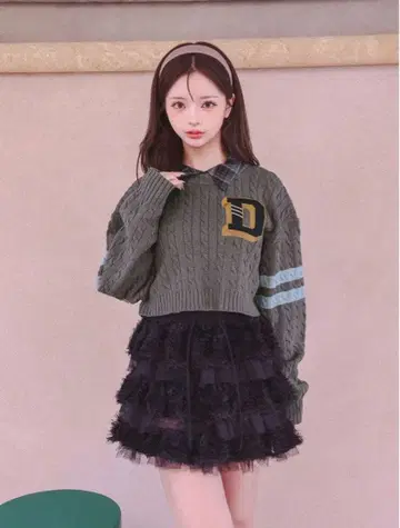 Darich 칼리지 와펜 숏 니트탑