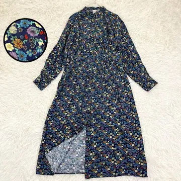 에이치앤엠 꽃무늬 롱 셔츠 원피스 드레이프감 프론트 오픈 올 패턴