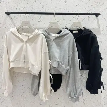 AnMILLE 리본 슬리브 후드티