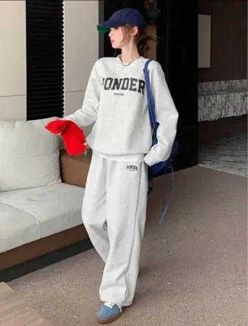 그레이 맨투맨 셋업