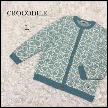 [ CROCODILE ] 크로커다일 노르딕 무늬 니트 가디건 L 기하학
