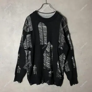 오버 사이즈 데미지 니트 블랙 2 XU u:ume zara 스웨터 y2k