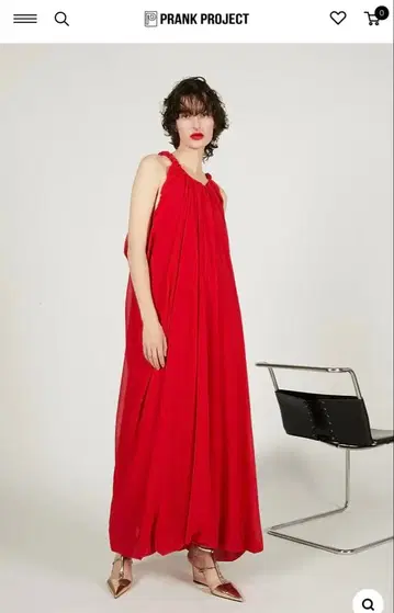 PRANK PROJECT 레드 슬리브리스 롱 원피스