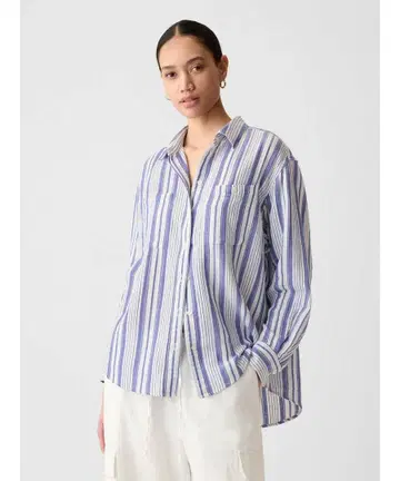 크링클 거즈 빅 셔츠