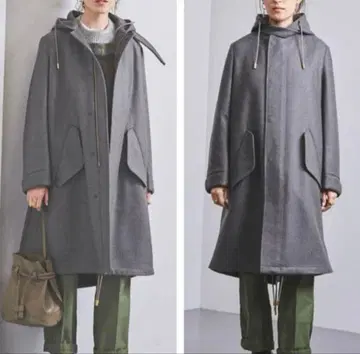 [ 새상품급 ] 더 릴라 그레이 후드 부착 롱 코트